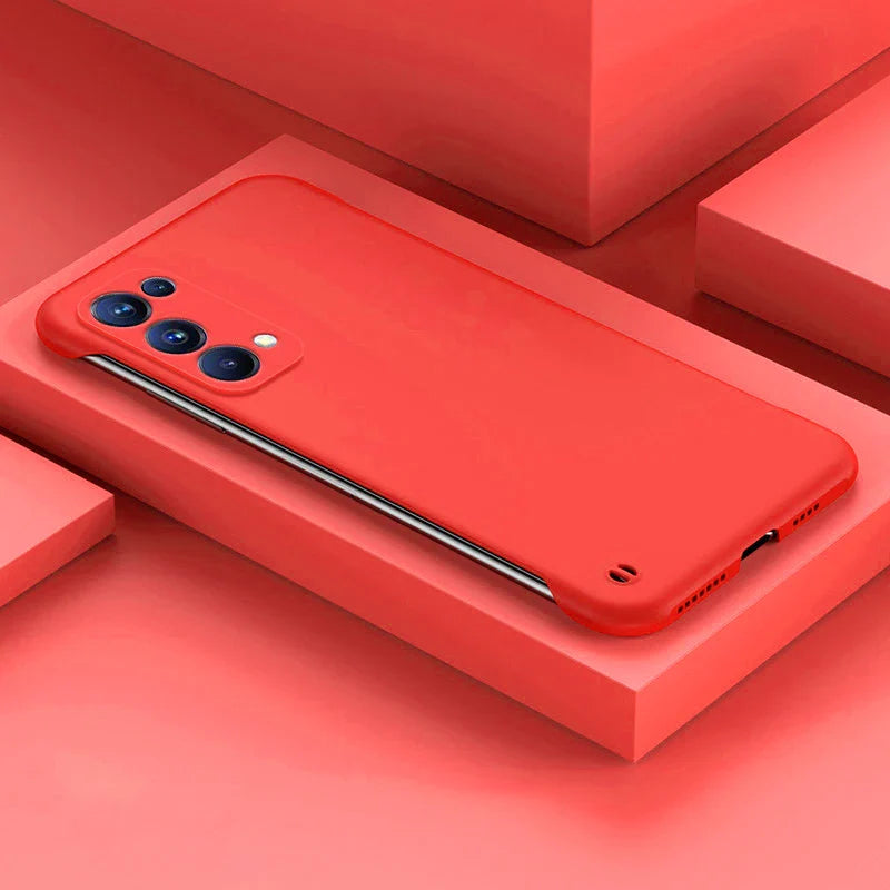the red iphone case is shown on a pink background
