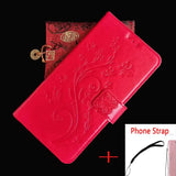 a red leather case with a dragon design