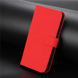 Red leather-like phone wallet case with magnetic clasp