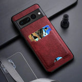 Red leather phone case with card slots