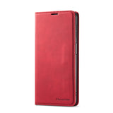 Red leather smartphone wallet case with ’Forwenw’ branding.