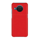 The back of a red motorola motoo phone case