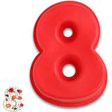 a red number 8 with a flower on it