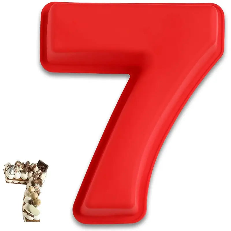 a red number seven with a small figure