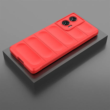 Red padded phone case.