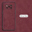 the back of a red phone with the text wine red