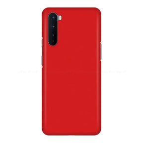 The back of a red samsung phone case