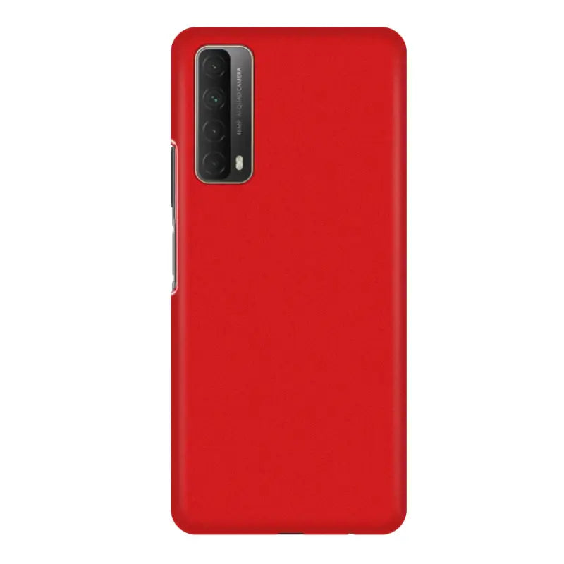the back of a red samsung phone case