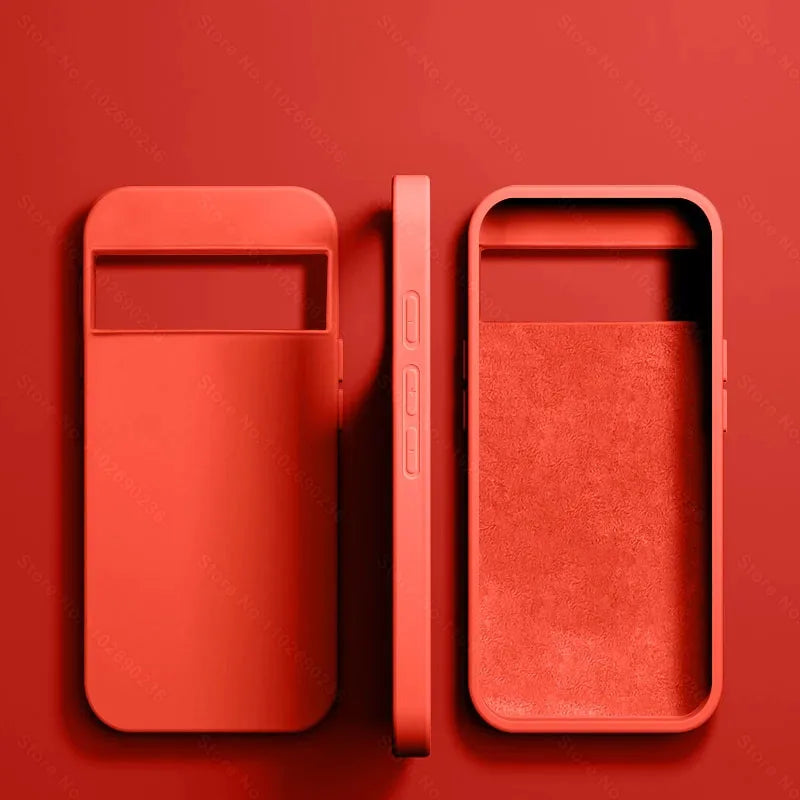 Red smartphone case with a flip cover design.