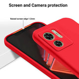 Red smartphone case with raised edges and camera protection features.