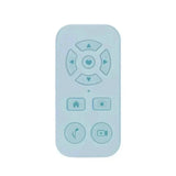 Remote control with directional buttons and icons for various functions.