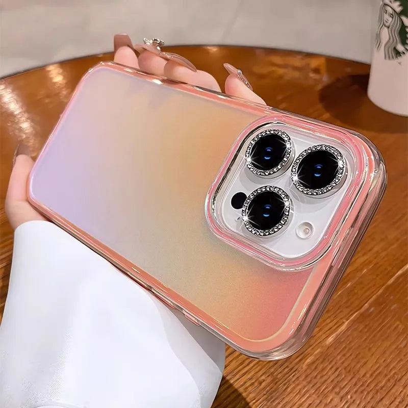 Rhinestone-studded phone case.