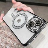 Rhinestone-studded phone case.
