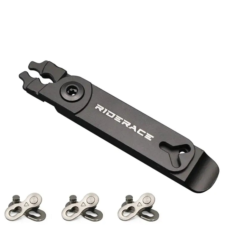 a black plastic bottle opener with four screws