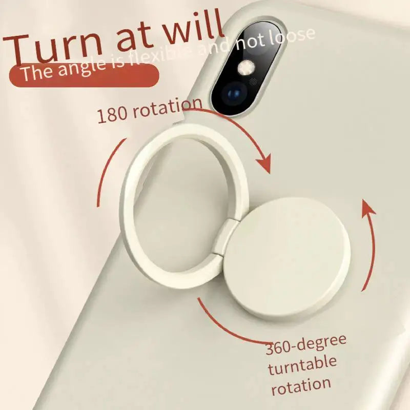 the ring phone holder is attached to the back of a phone