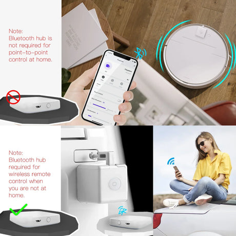 Robot vacuum cleaner and Bluetooth hub usage scenarios.