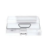 a clear plastic box with a latch