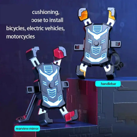 a robot and a robot are standing on a box