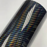 a roll of black carbon fiber with rainbows on it