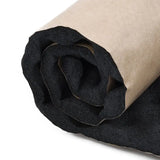 a roll of black felt on a white background