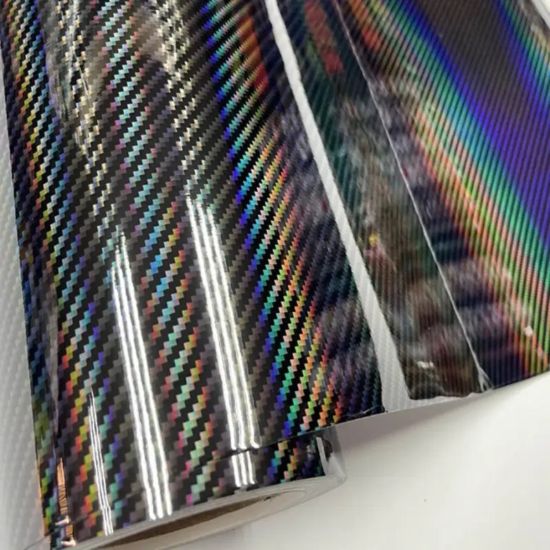 a roll of foil foil with a rainbow colored pattern