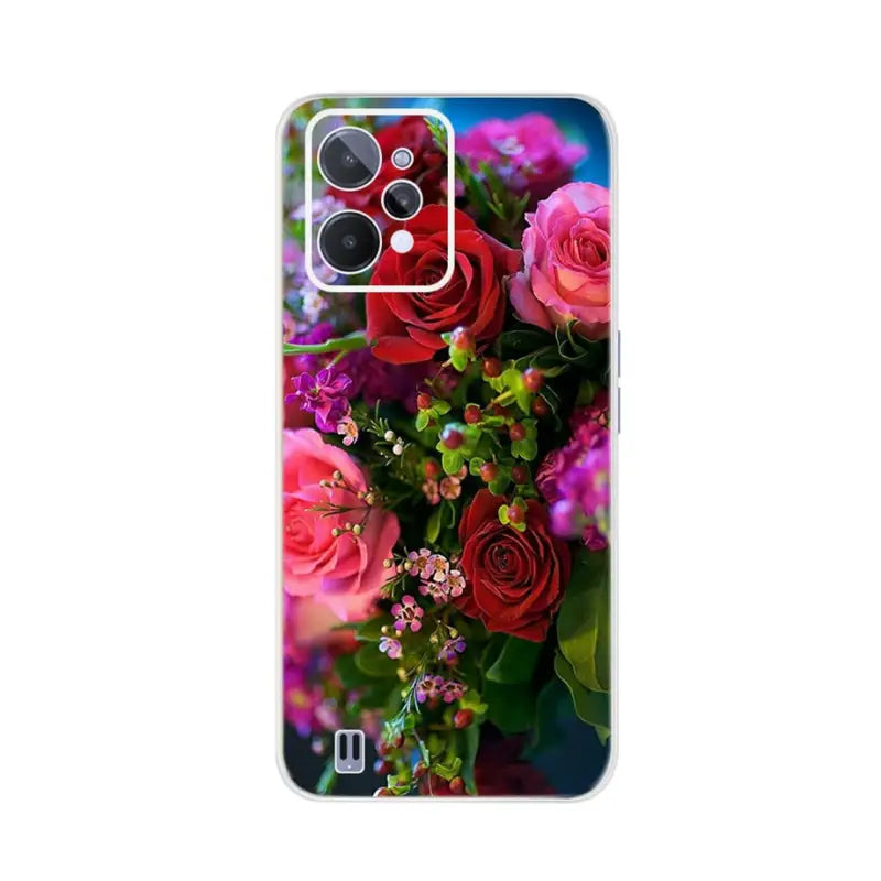 red roses and green leaves phone case