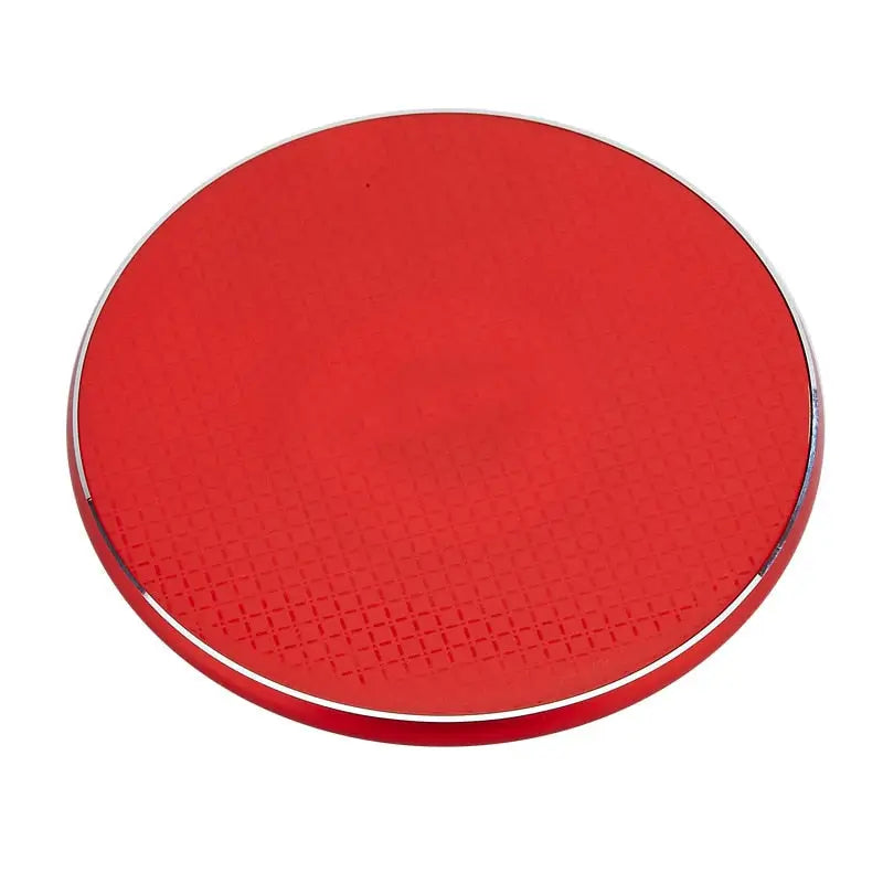 a red round plastic table top