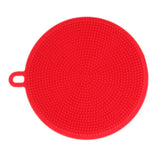 a red plastic round dish cover
