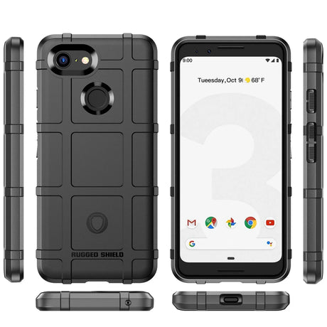 Rugged protective case for a Google Pixel smartphone, shown from multiple angles.