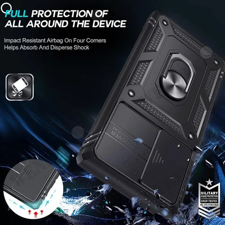 Rugged protective case for a smartphone with impact-resistant features and military-grade drop protection.