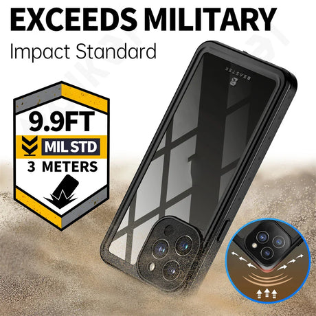 Rugged protective case for a smartphone with multiple camera lenses.