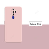 Sakura pink straight edge silicone phone case with matte finish and precise camera cutouts for oppo a5 a9 a11 a11x 5g back side