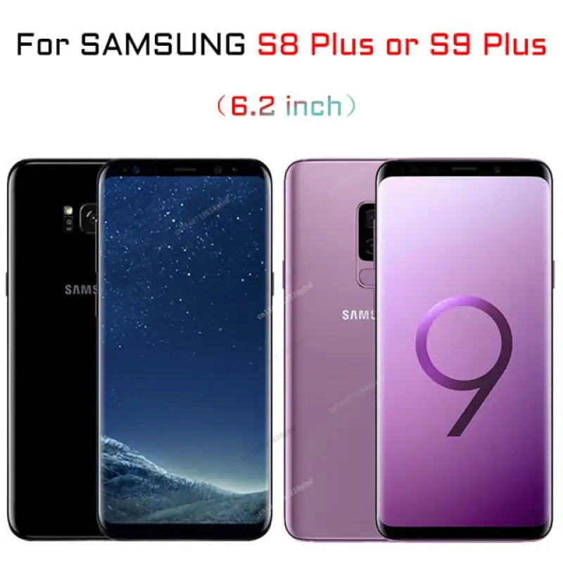 a close up of three different samsung s9 plus models