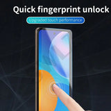 someone is pointing at a fingerprint on a phone screen