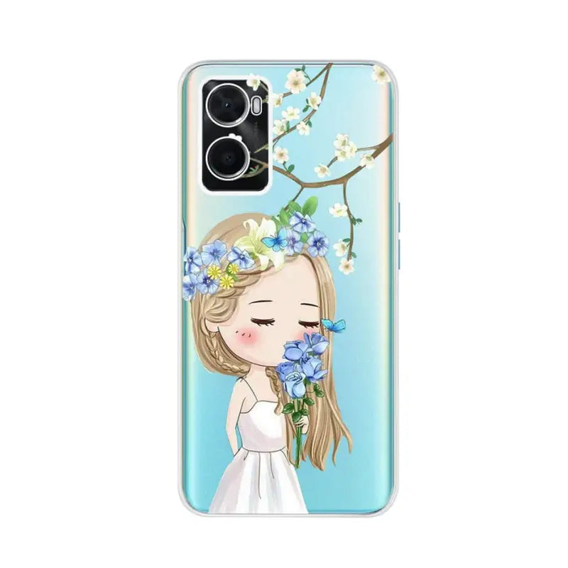 samsung s20 case with cute girl and flowers