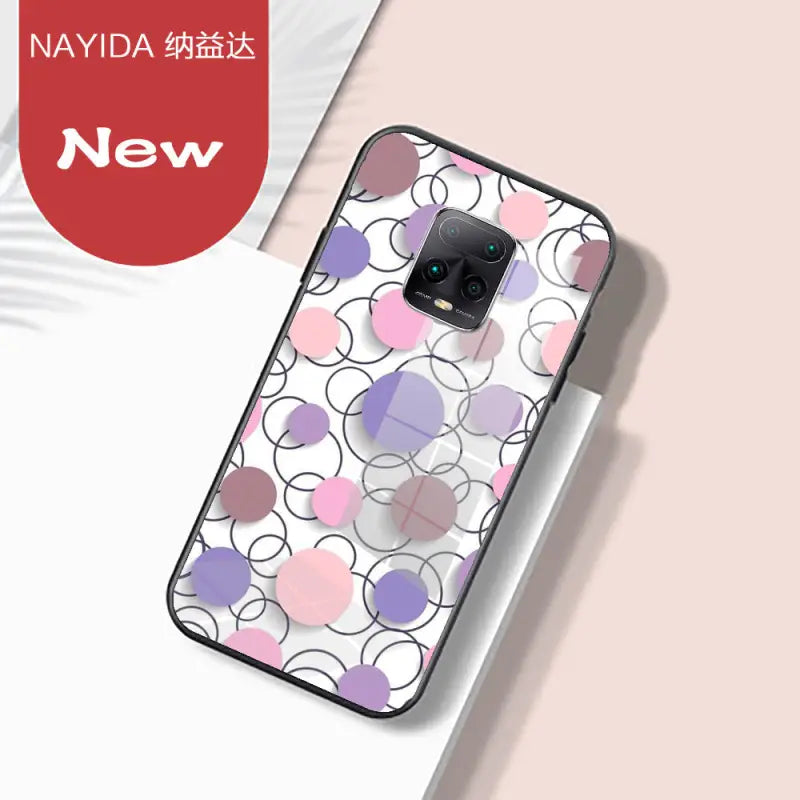 a phone case with a pattern of circles on it