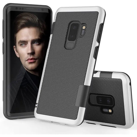 the back of a black samsung s9 phone case