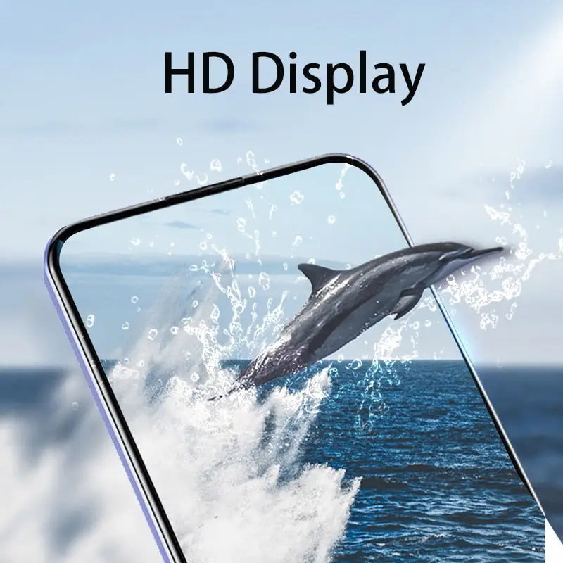 a phone with a dolphin jumping out of it
