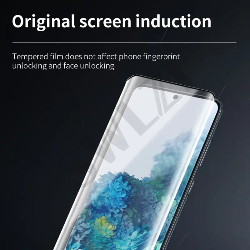 the back of a samsung phone with a blue flower design