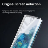 the back of a samsung phone with a blue flower design