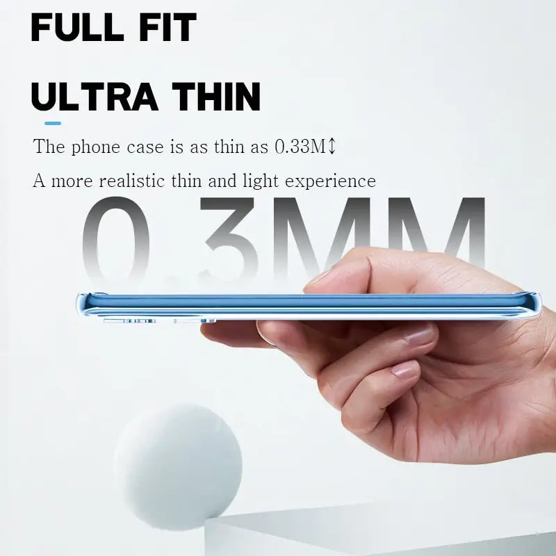 a hand holding a cell phone with the text’full ultra thin ’