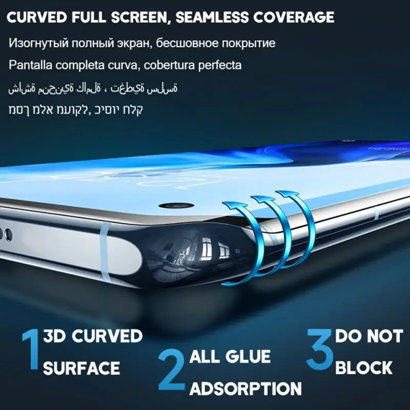 the samsung smartphone is shown with the screen protector