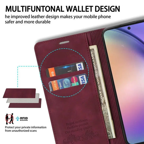 the samsung s10 wallet case is shown with a card slot and a credit card slot