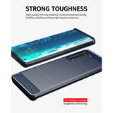the back of a black samsung note 9 with a blue background and text that reads strong tough tough tough tough
