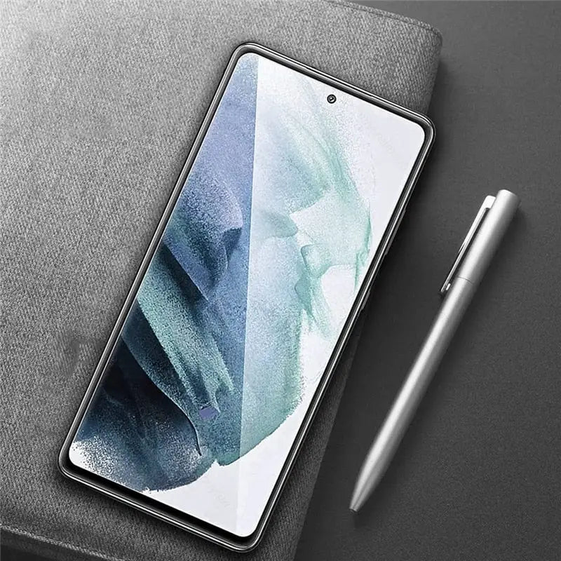 the samsung note 10 pro smartphone with a pen next to it