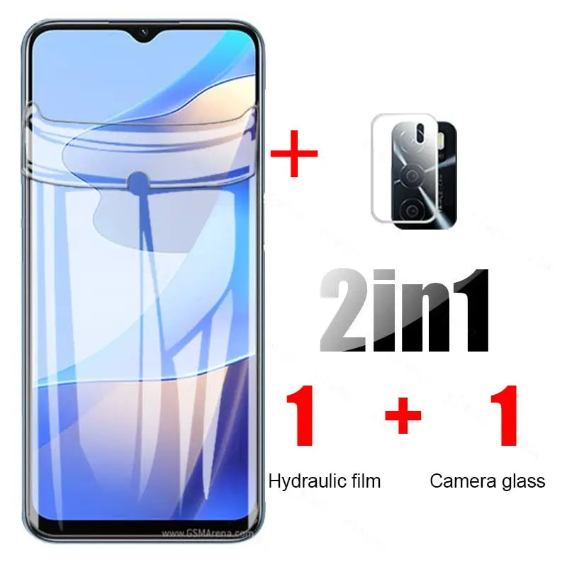 the samsung s10 is shown with the screen protector glass