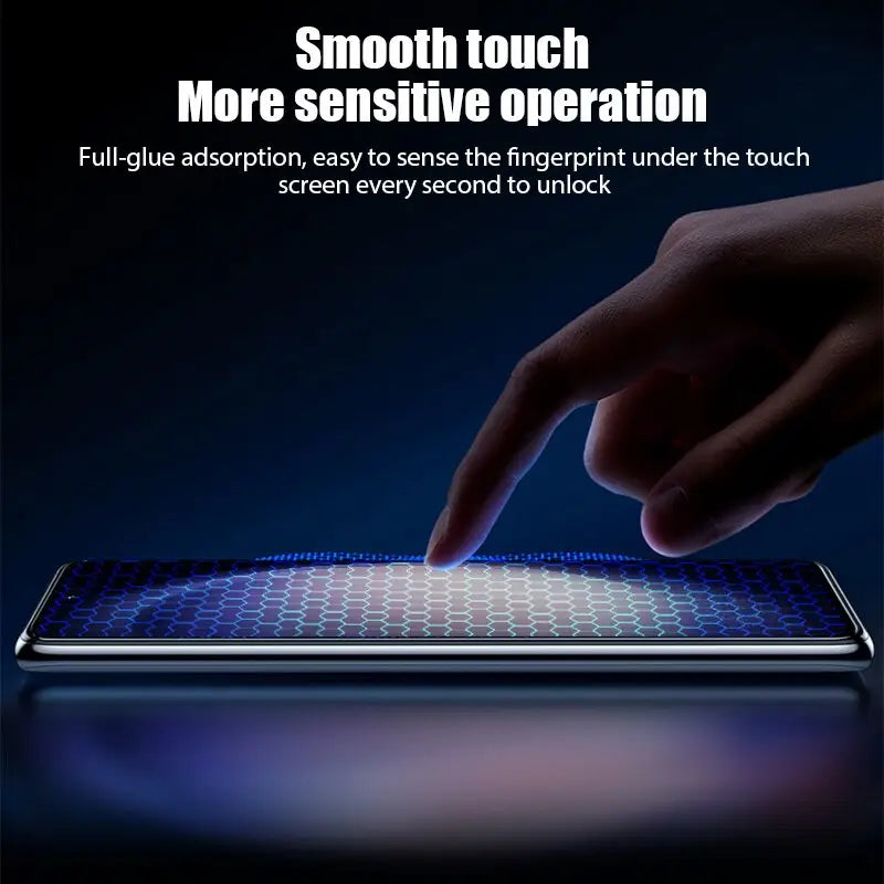 a hand touching a smartphone screen with the text, `’more sensitive operation ’