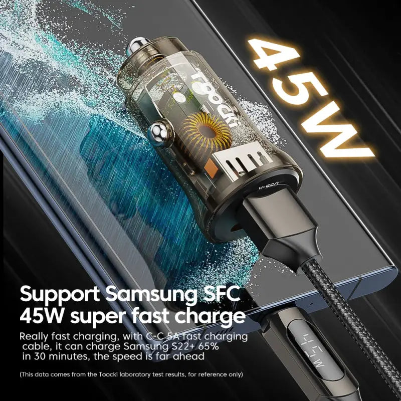 the samsung smartphone charging cable is connected to a smartphone