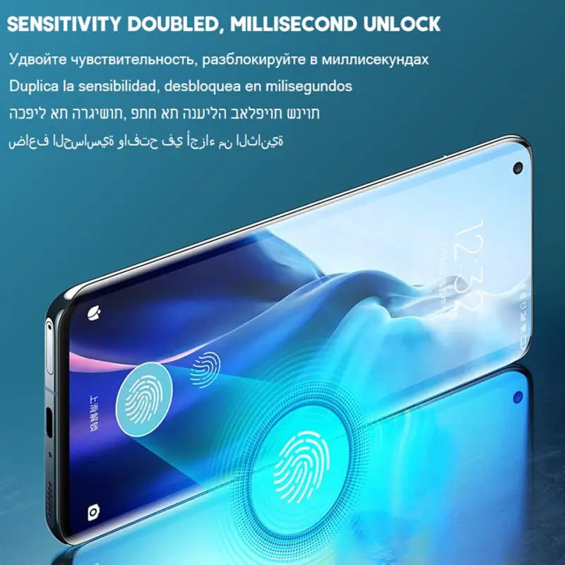 the samsung galaxy s10 is shown in a blue background