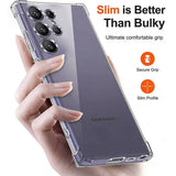 Samsung smartphone with multiple camera lenses and a slim transparent case.